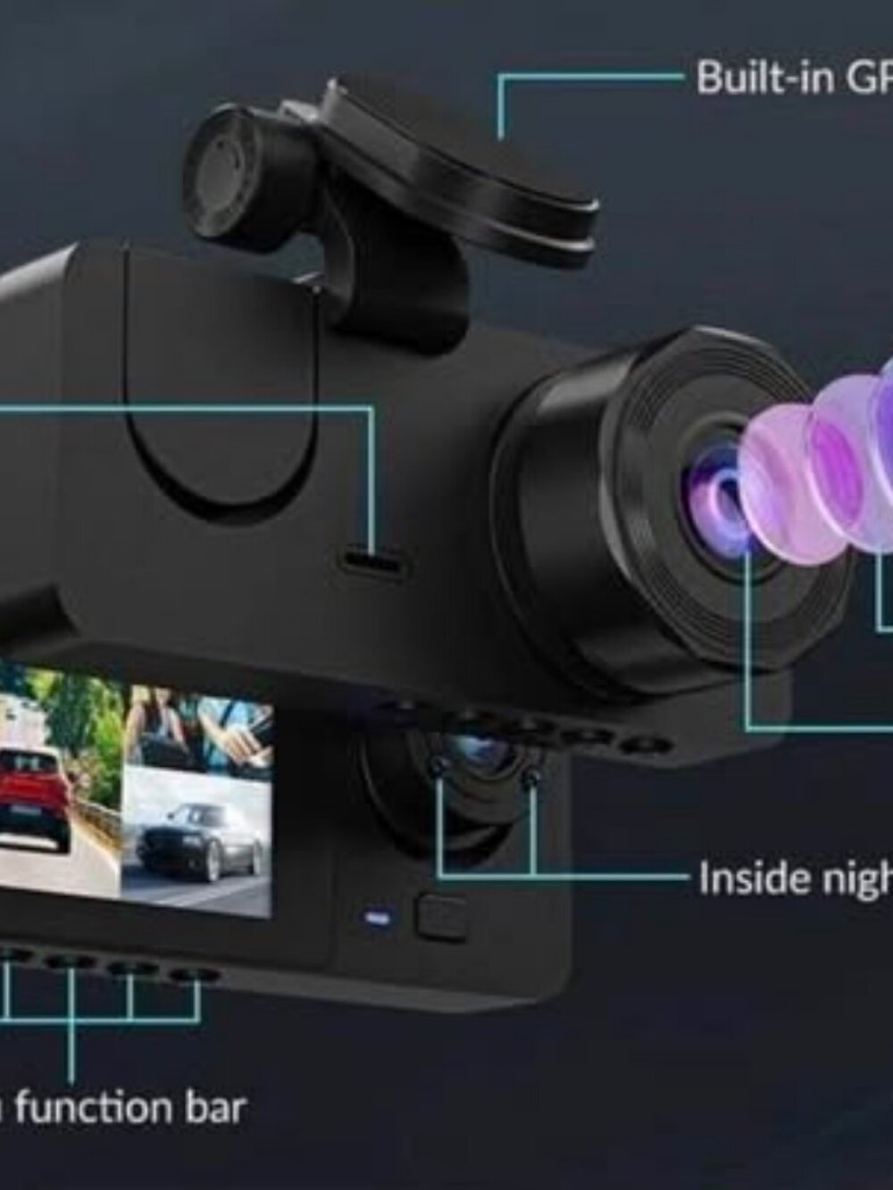 Y15 4K Ultra HD Dual Lens Dash Cam 170° Wide